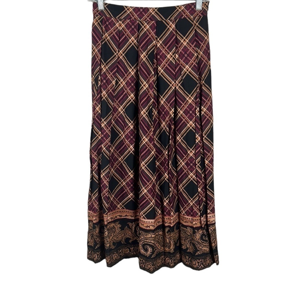 VINTAGE Koret Plaid Baroque Print Pleated Skirt Size 8
